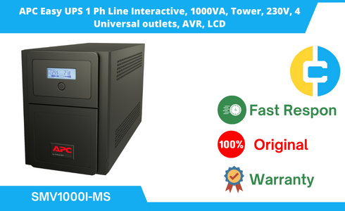 Harga APC Easy UPS 1 Ph Line Interactive, 1000VA, Tower, 230V, 4 Universal outlets, AVR, LCD SMV1000I-MS resmi di Indonesia