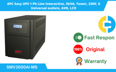 APC Easy UPS 1 Ph Line Interactive, 3kVA, Tower, 230V, 6 Universal outlets, AVR, LCD SMV3000AI-MS