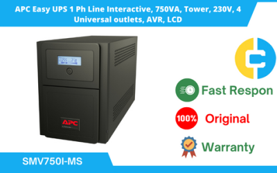 APC Easy UPS 1 Ph Line Interactive, 750VA, Tower, 230V, 4 Universal outlets, AVR, LCD SMV750I-MS